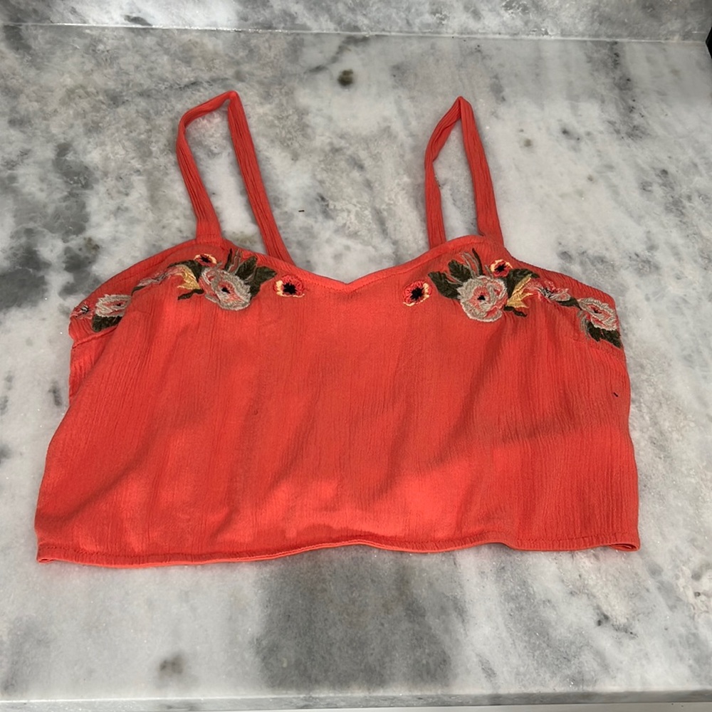 Embroidered floral crop top size large